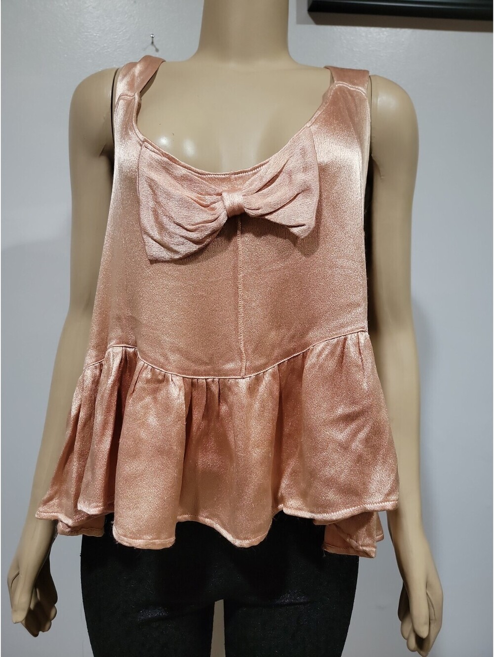 Marrika Nakk sleeveless peplum Tunic top Orange (FITS M) Ruffled Bow Detail #C3 - Picture 5 of 8